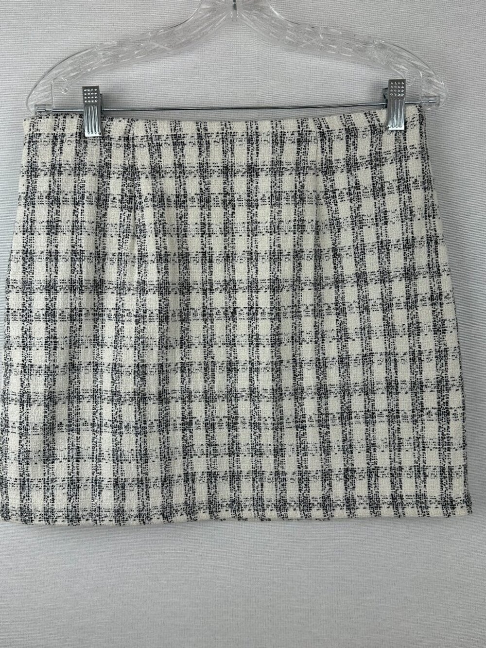 FRANCESCA'S BLUE RAIN BLACK WHITE TWEED MINI SKIRT BOUCLE PLAID NEW w/TAG SIZE L